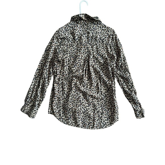 Beach Lunch Lounge Blouse Women's S Leopard Animal Print Button Up Tie Waist - Picture 3 of 8